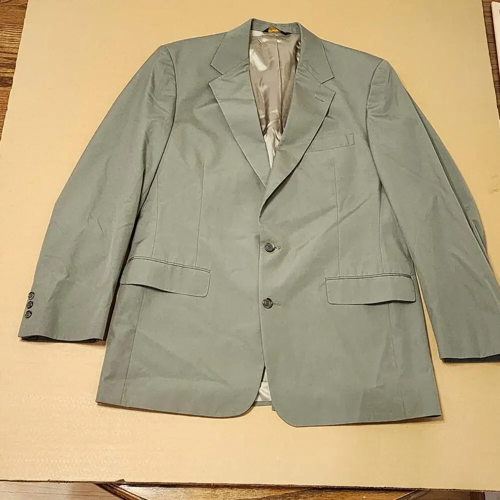 Vintage Brooks Brothers Suit Jacket Mens 48 Green Two Button Made In USA Blazer